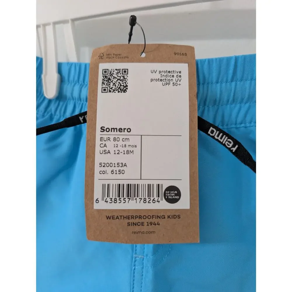 Reima Somero Toddler Swim Shorts 12-18M Blue UPF 50+